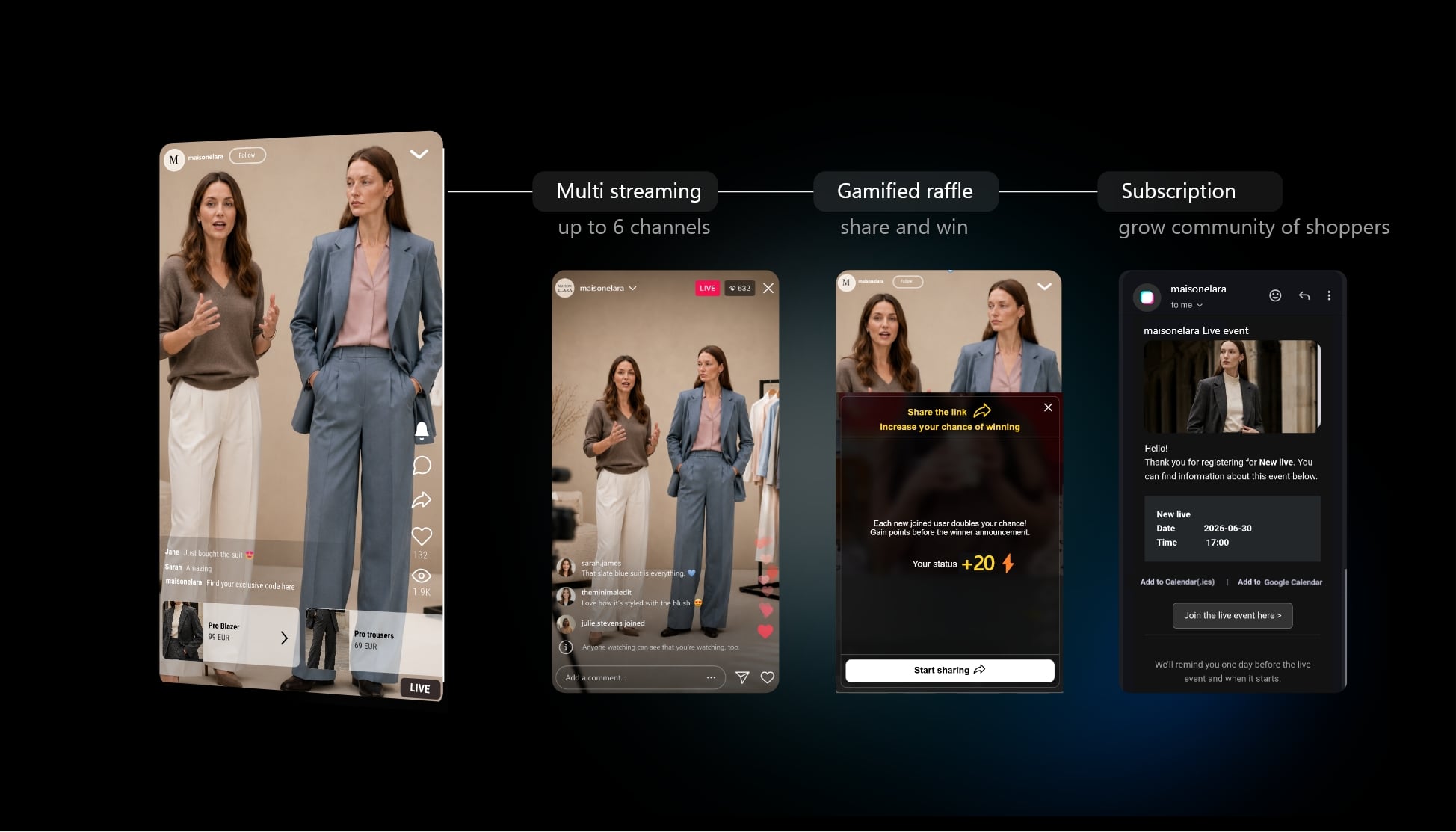 Live shopping features